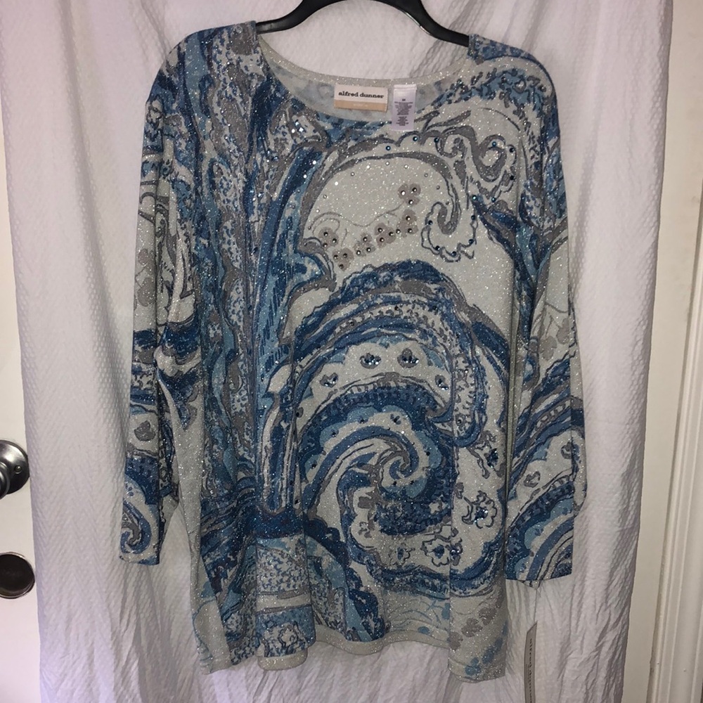 Alfred Dunner “silver belles” 2017 collection piece in blue/silver w/rhinestones
